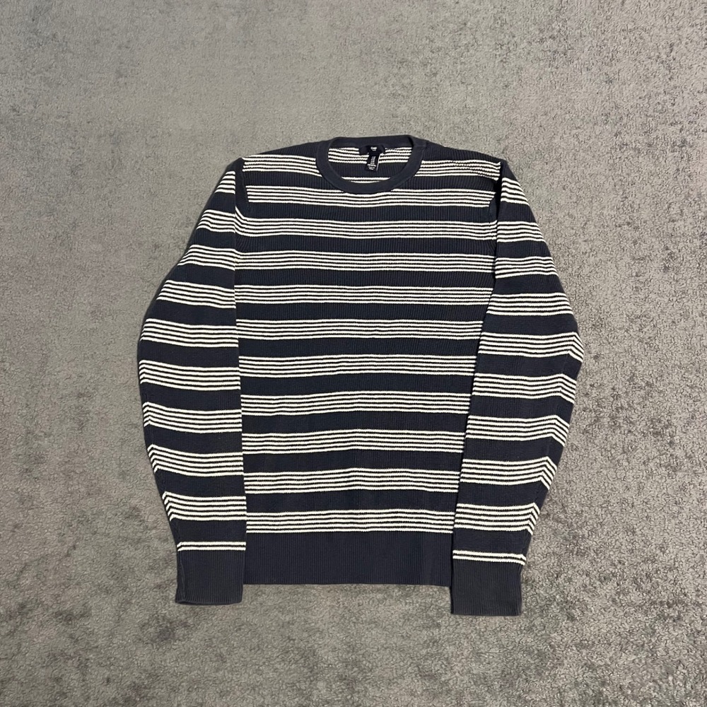 Vintage Y2K Gap Mens Blue White Striped Thermal Waffle Knit Grunge Size M